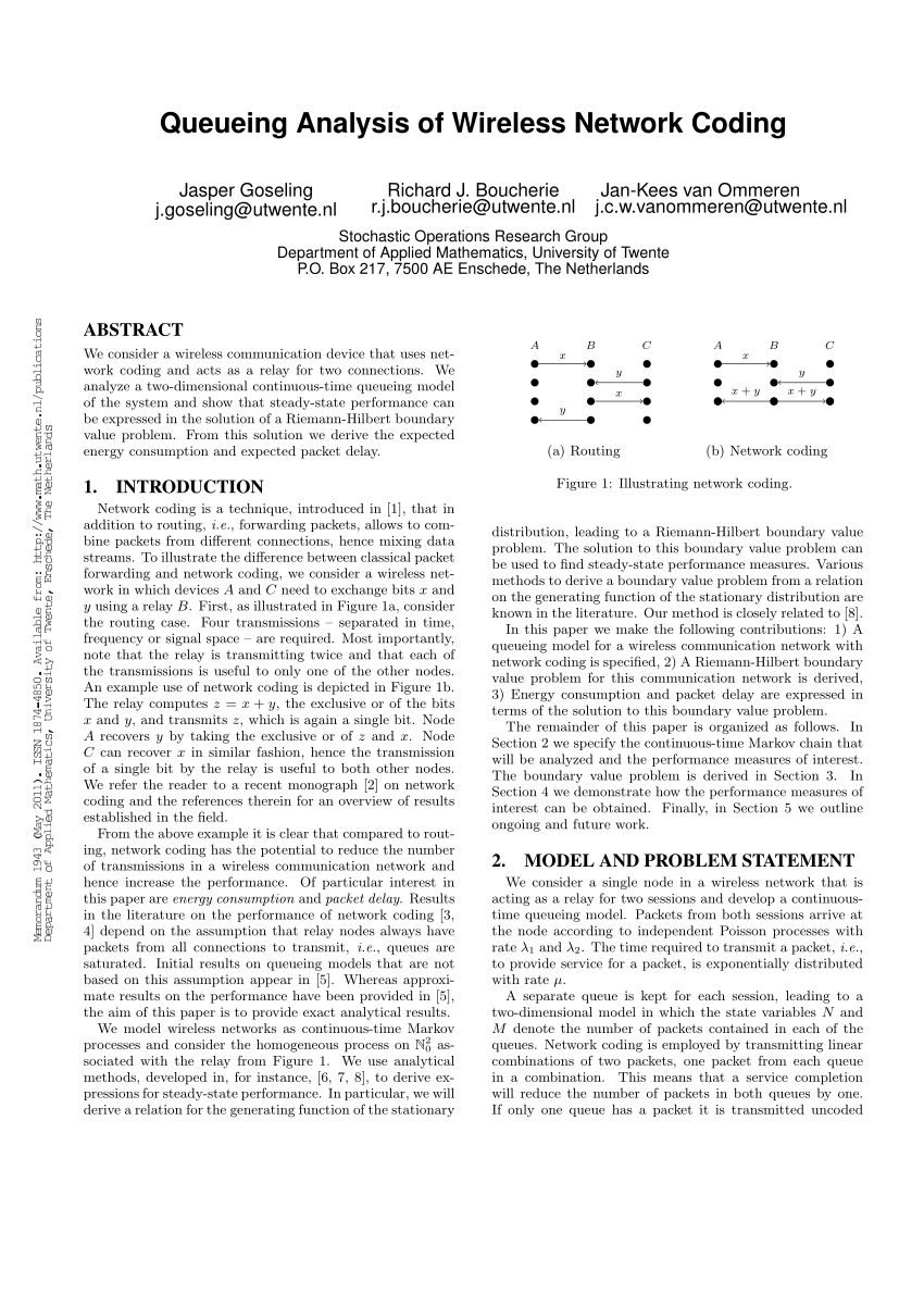 Pdf Queueing Analysis Of Wireless Network Coding