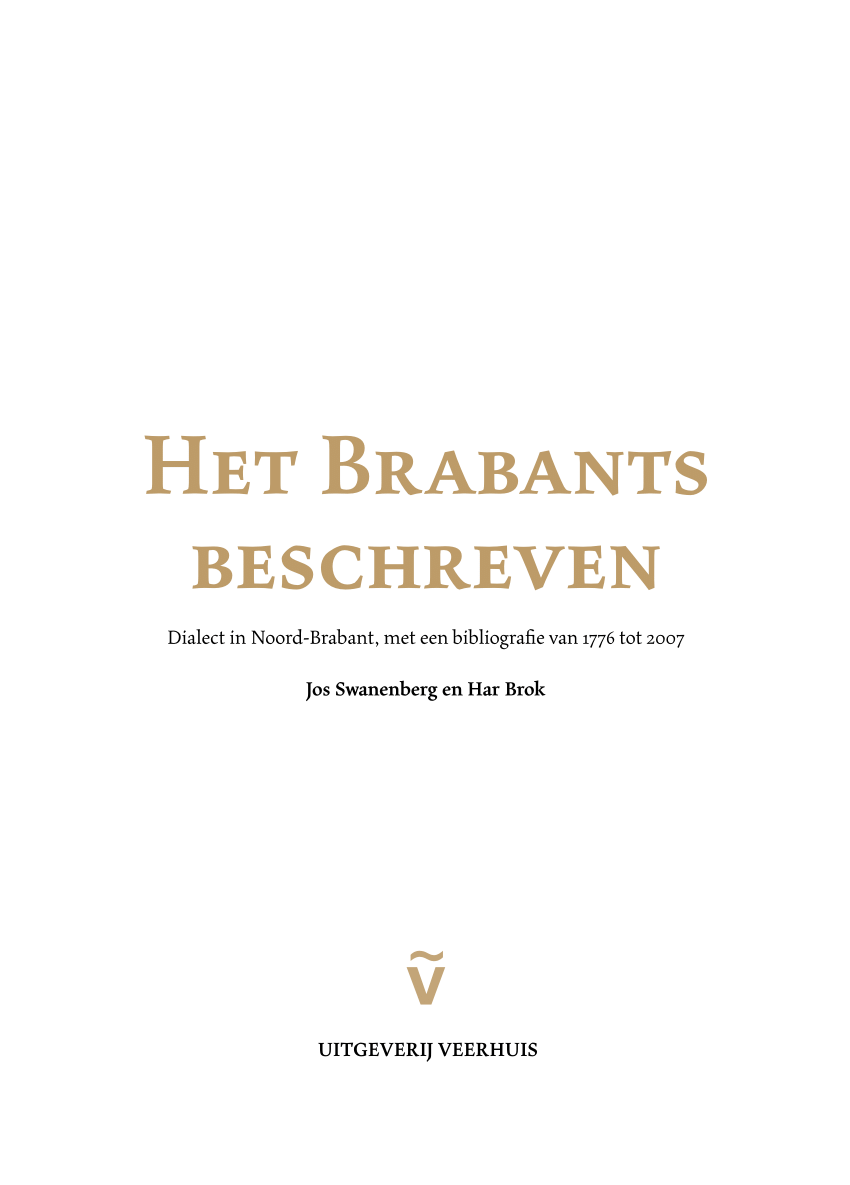 Welp PDF) Het Brabants beschreven. Dialect in Noord-Brabant, met een VU-76