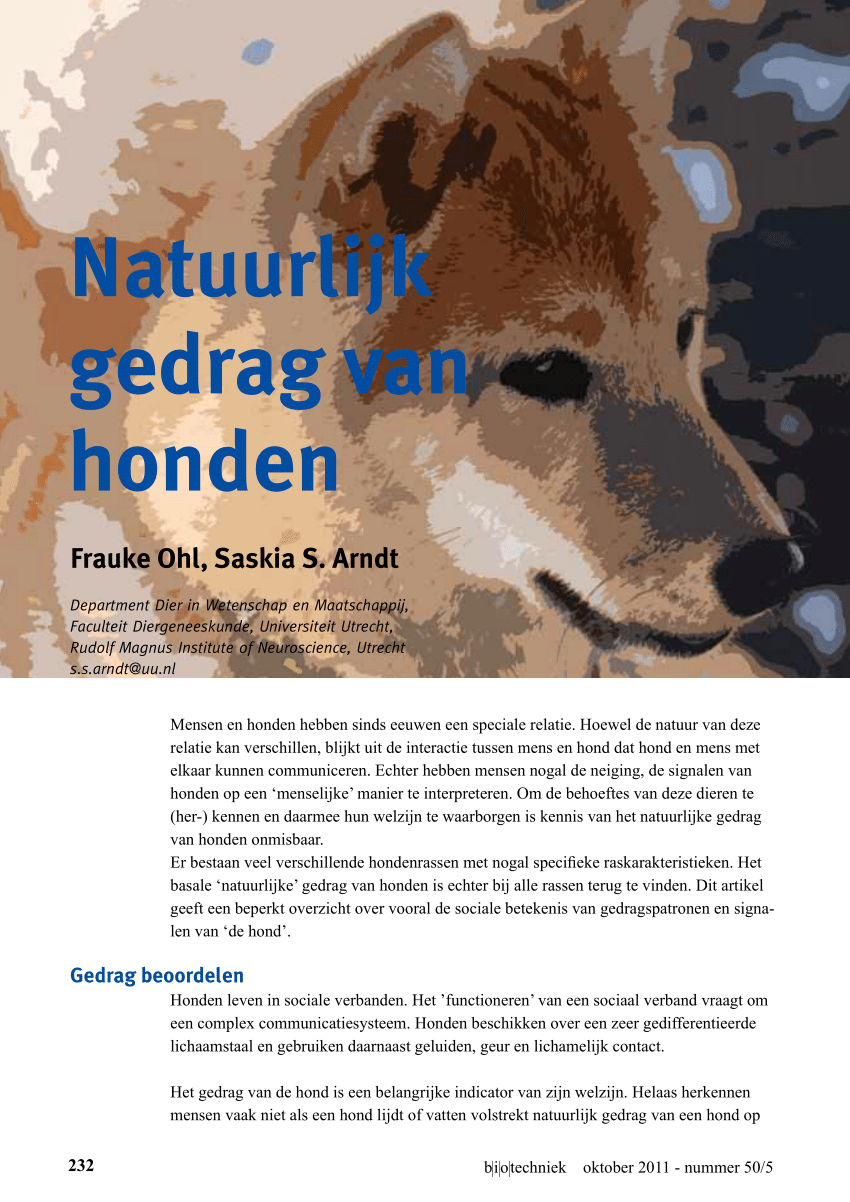 Pdf Natuurlijk Gedrag Van Honden