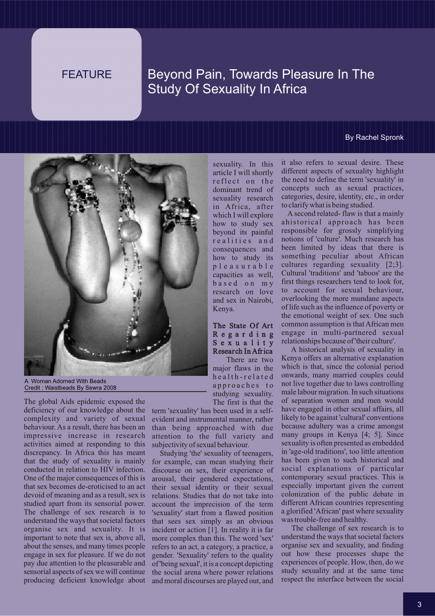 PDF) Beyond pain, towards pleasure in the study of sexuality in Africa image