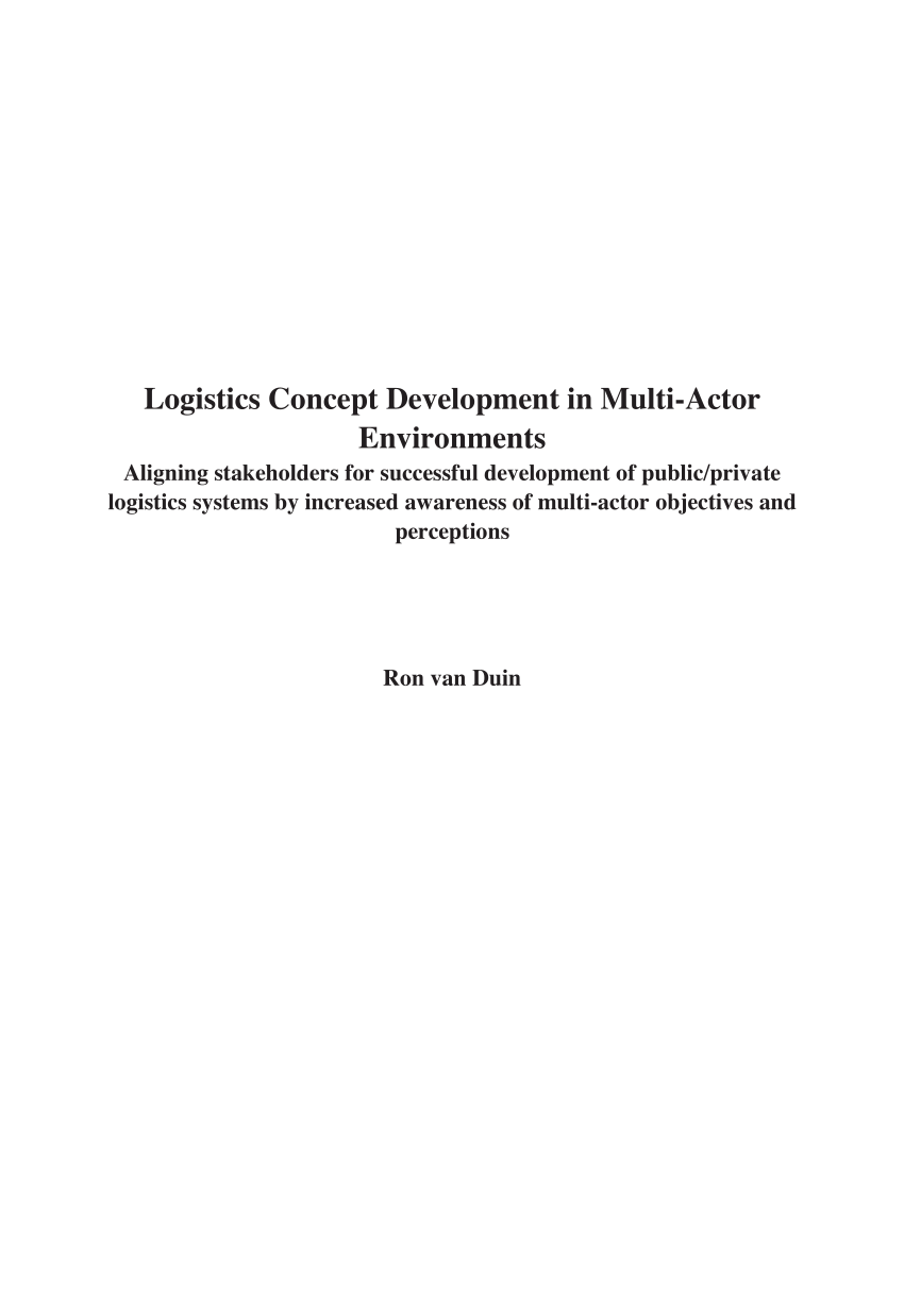 PDF Logistics Concept Development in Multi Actor Environments