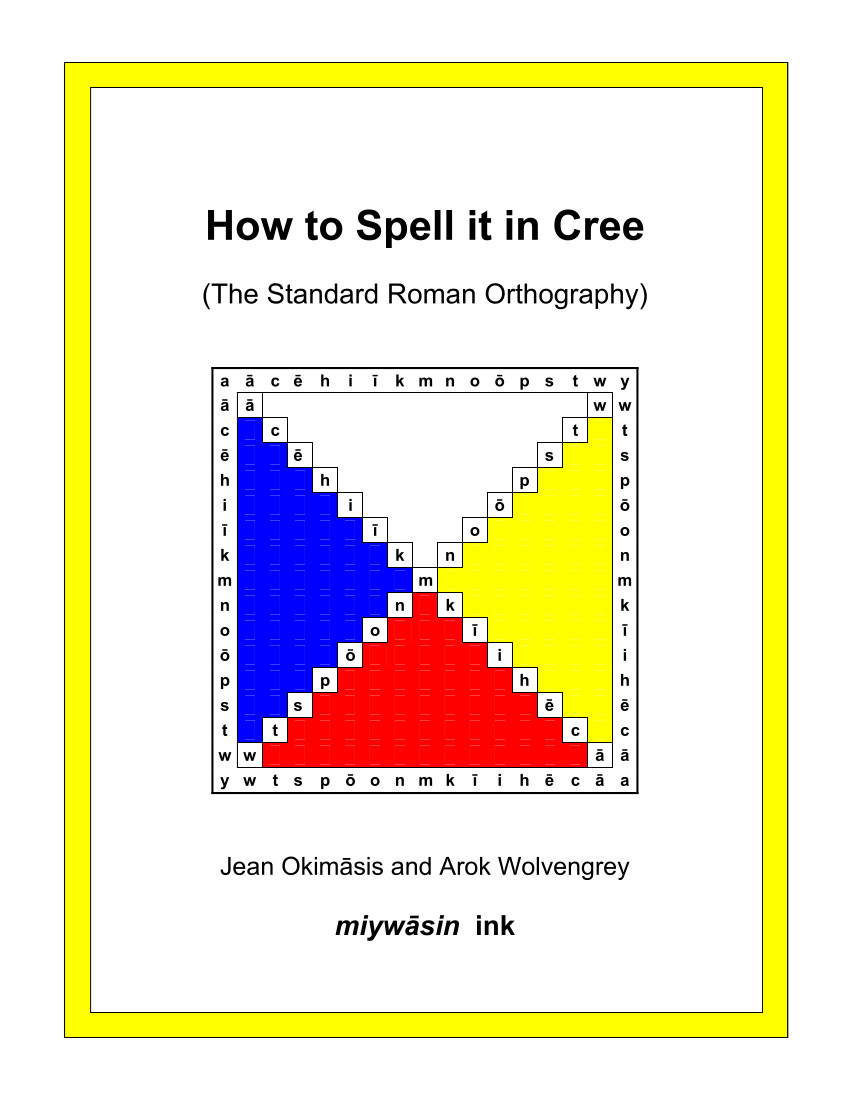 Pdf How To Spell It In Cree The Standard Roman Orthography