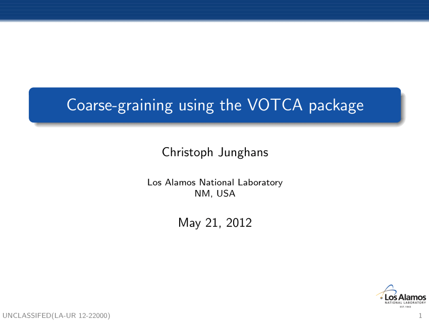 PDF Coarse graining using the VOTCA package