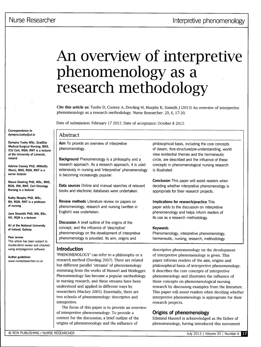 methods used in phenomenological research