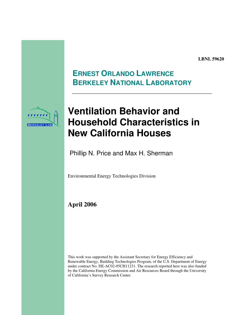 PDF) Ventilation Behavior and Household Characteristics in ...