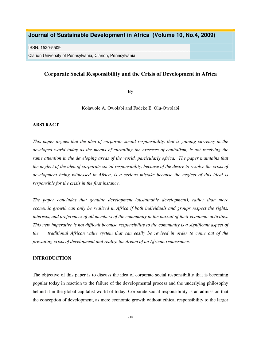 research paper on corporate social responsibility in ethiopia pdf