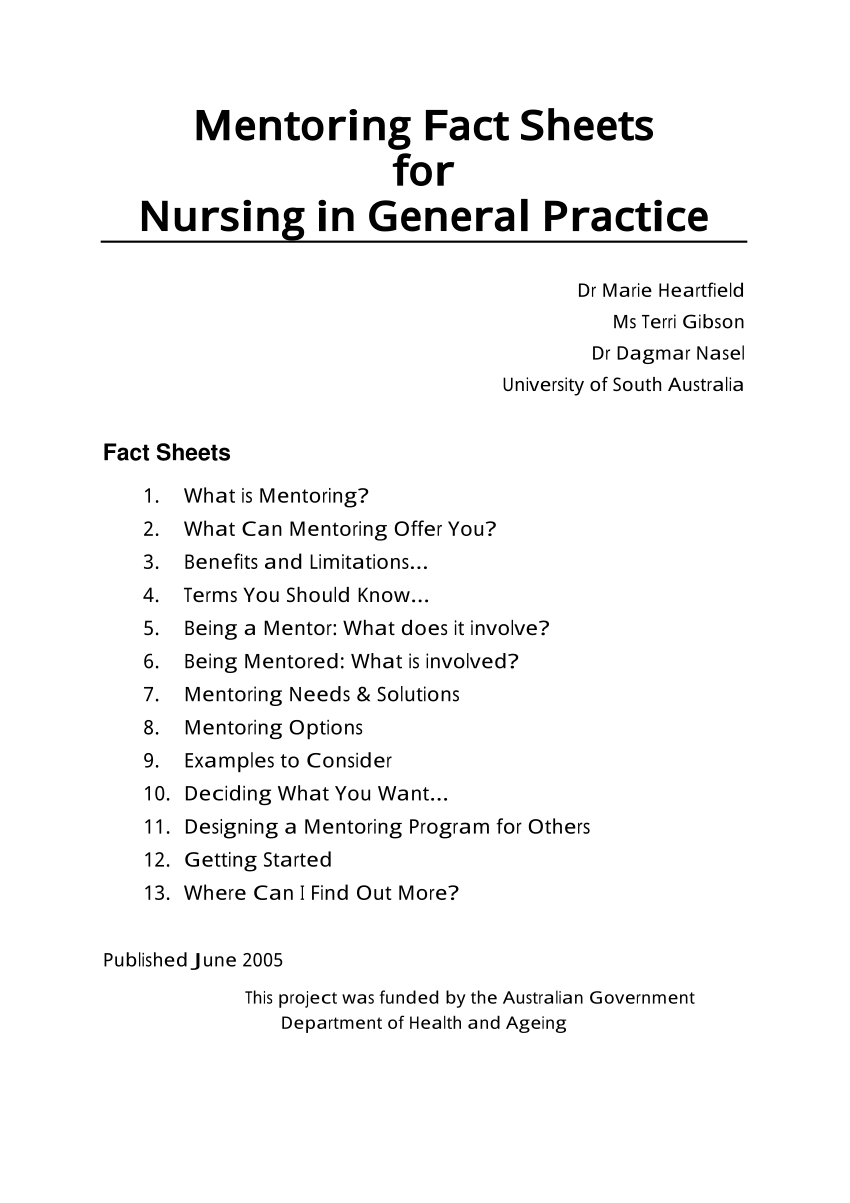 (PDF) Mentoring Fact Sheets for Nursing in General Practice