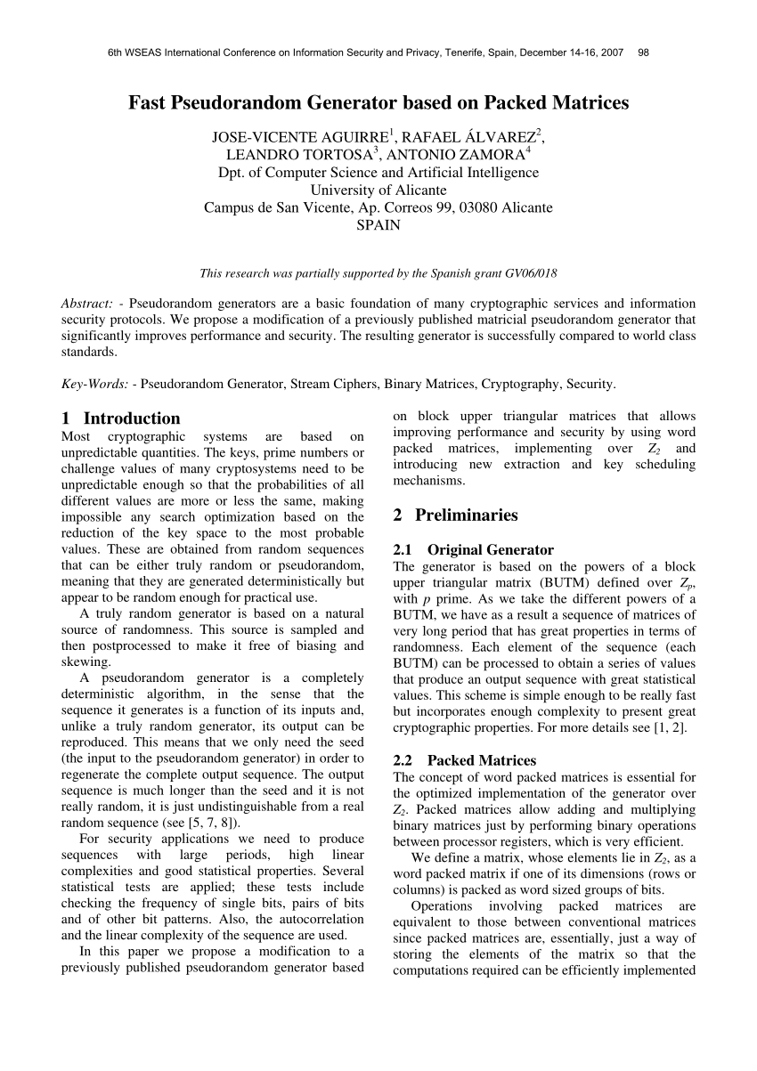 pdf-fast-pseudorandom-generator-based-on-packed-matrices