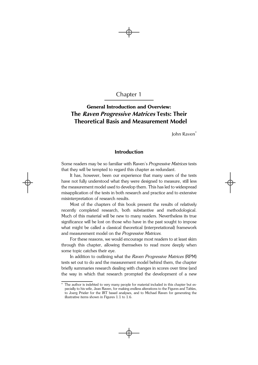Prøv det detaljer Beskrivelse PDF) The Raven Progressive Matrices Tests: Their Theoretical Basis and  Measurement Model