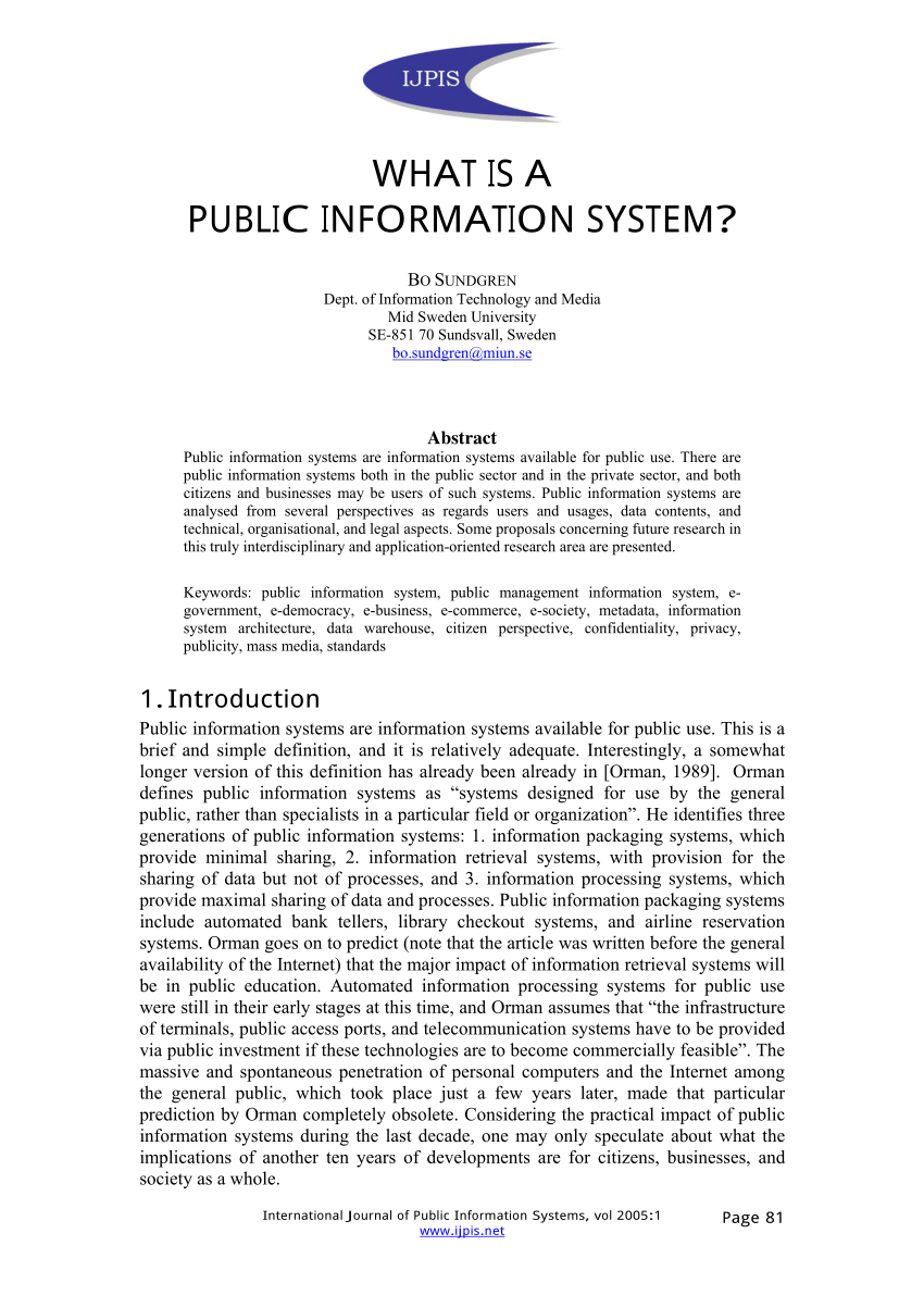 Information systems and public management