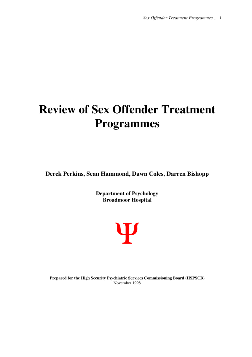 PDF) Review of Sex Offender Treatment Programmes