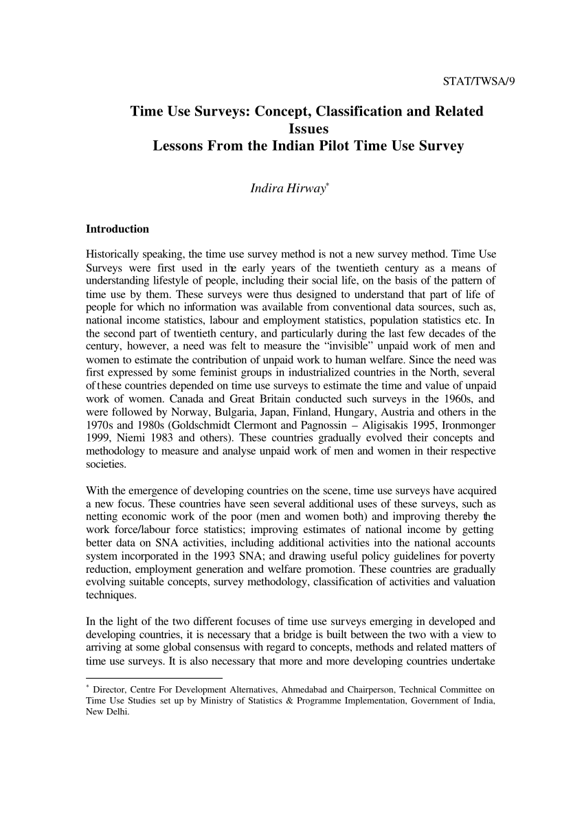 Pdf Time Use Surveys Concept Classification And Related Issue!   s - pdf time use surveys concept classification and related issues lessons from the indian pilot time use survey