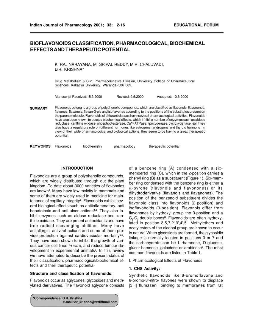 (PDF) Bioflavonoids classification, pharmacological, biochemical