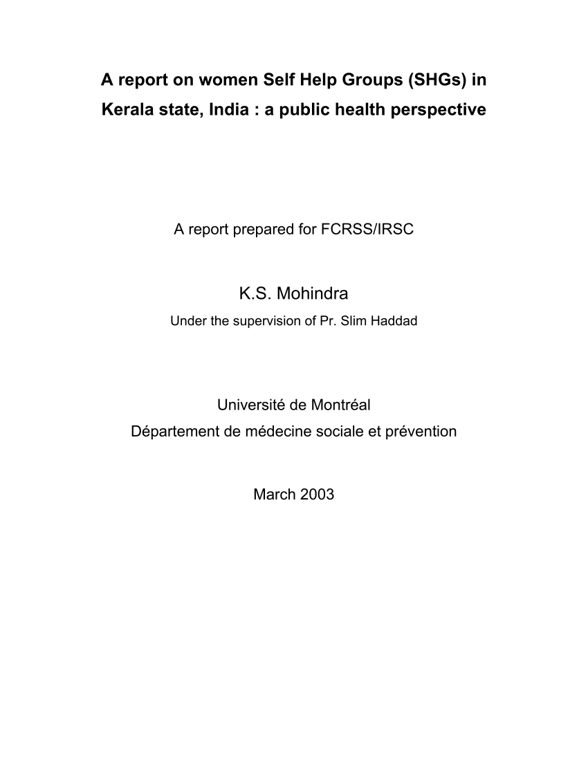 research paper on self help groups in india