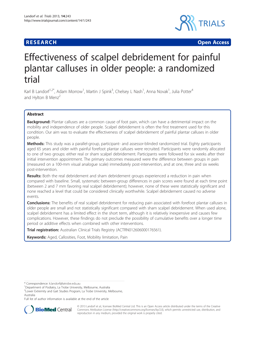 Pdf Effectiveness Of Scalpel Debridement For Painful Plantar