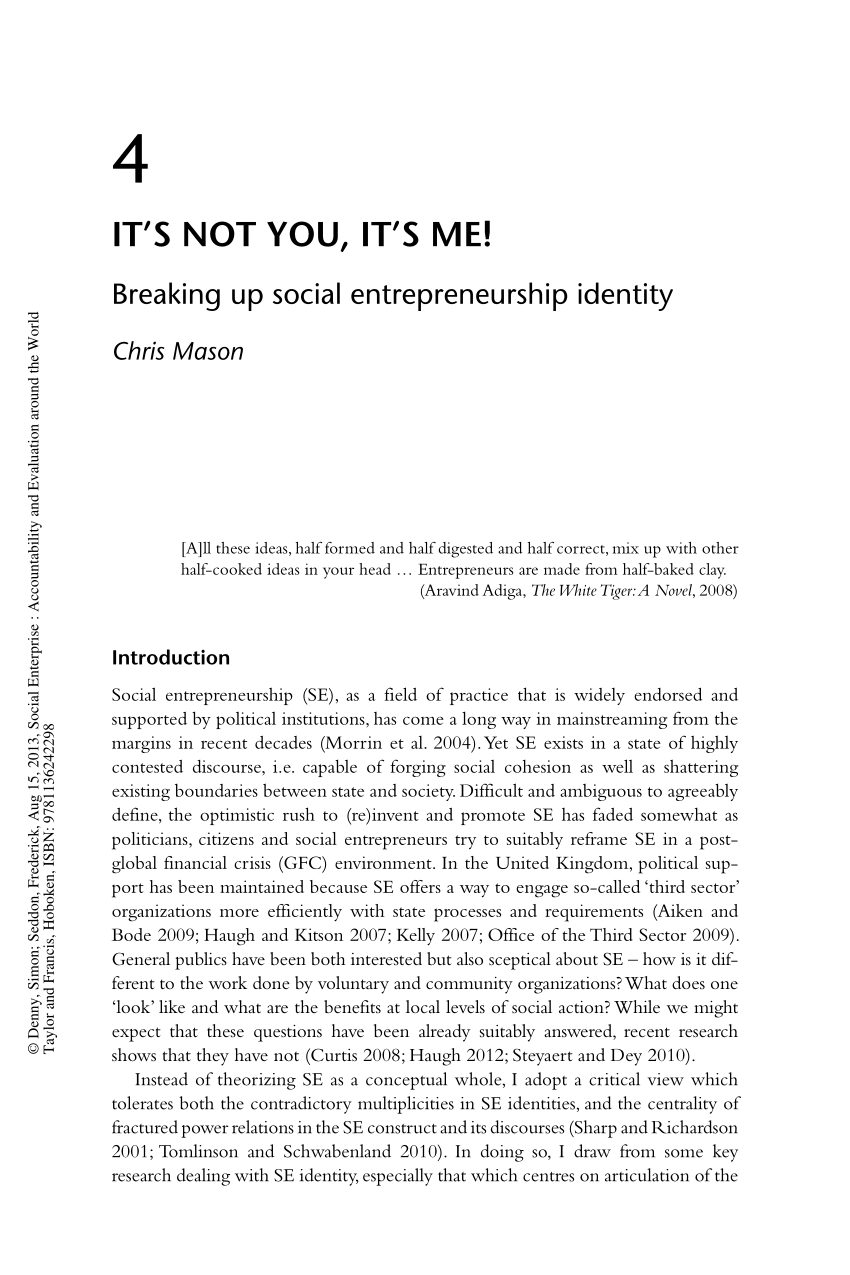 pdf) it's not you: it's me! breaking up social entrepreneurship identity