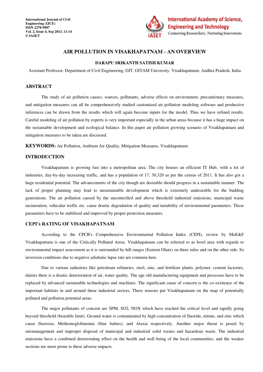 research paper on pollution in india