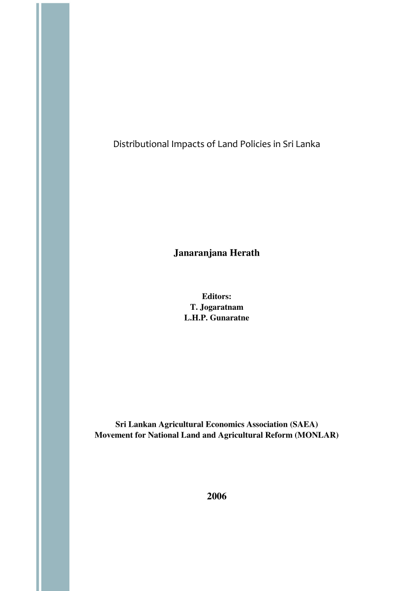 Pdf Distributional Impacts Of Land Policies In Sri Lanka