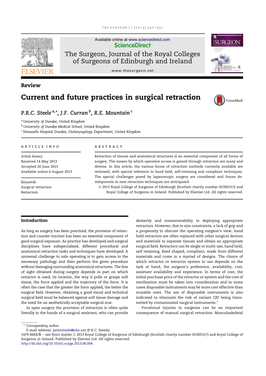 Pdf Current And Future Practices In Surgical Retraction