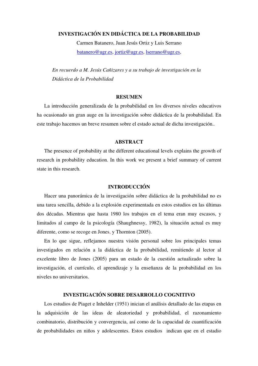 Proyecto de Enseñanza, PDF, Teoría de probabilidad
