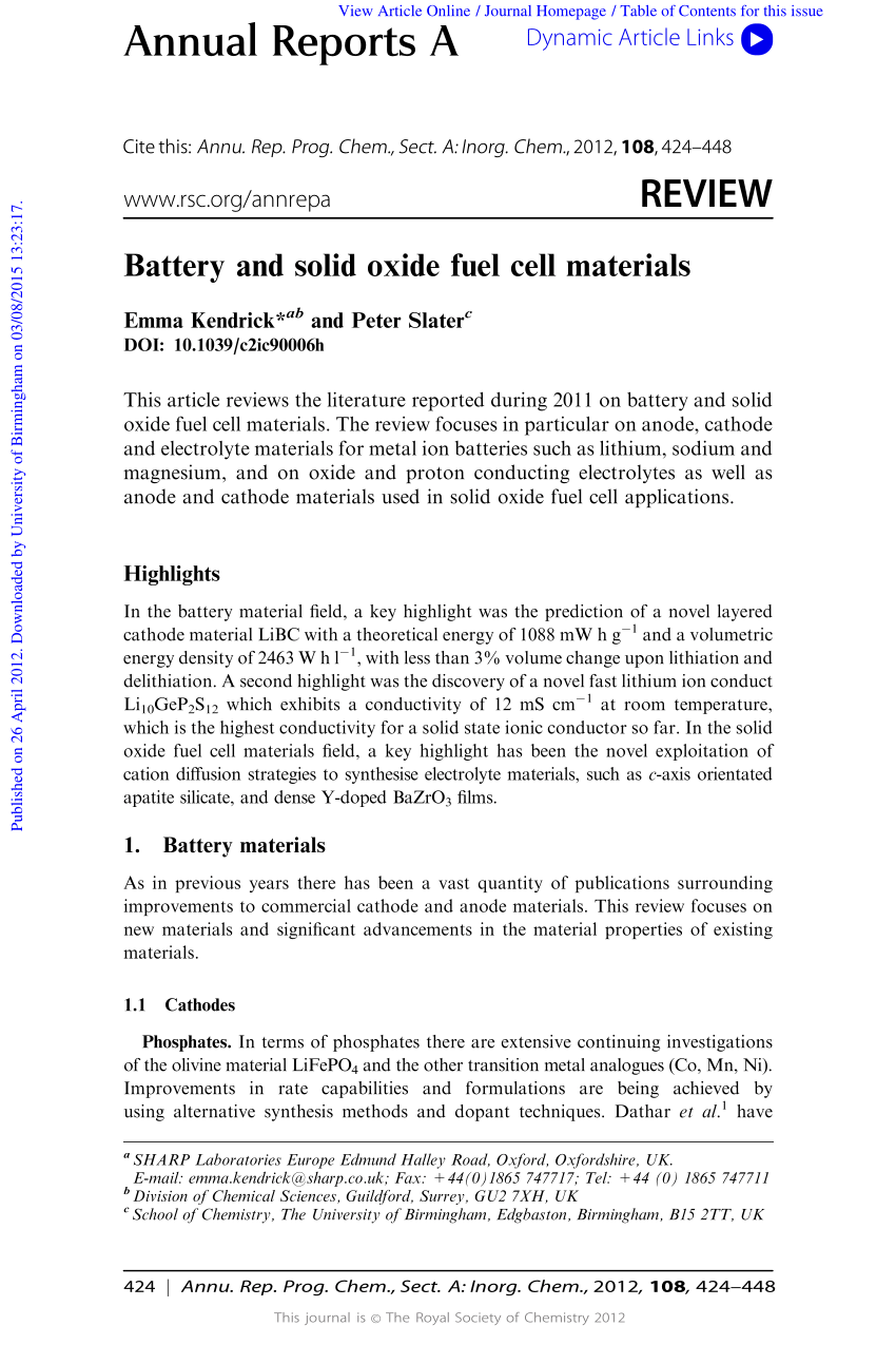 PDF) Battery and solid oxide fuel cell materials