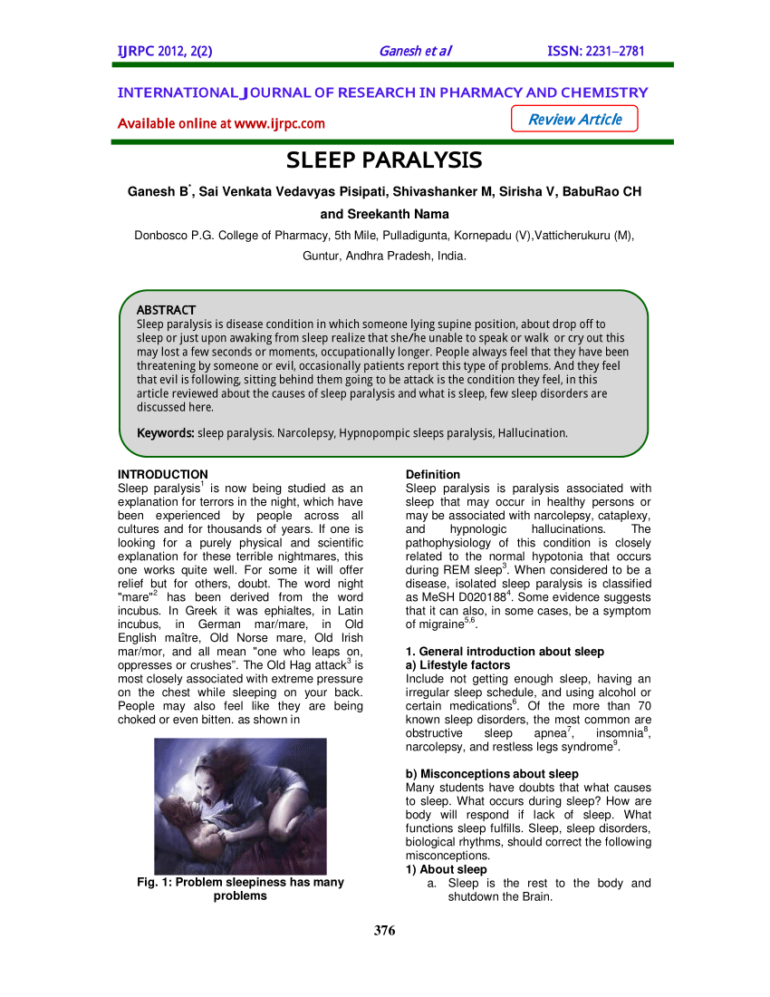 pdf) sleep paralysis