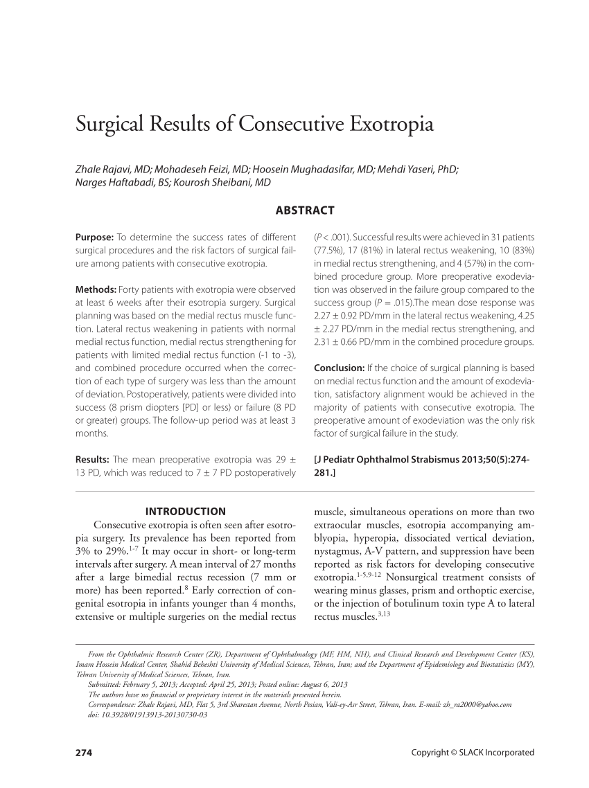 Pdf Surgical Results Of Consecutive Exotropia