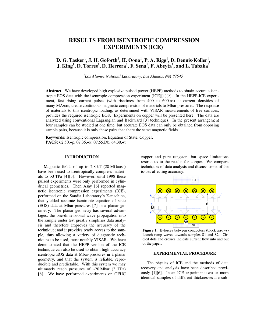 Pdf Results From Isentropic Compression Experiments Ice