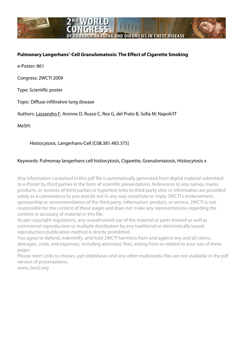 Pdf Pulmonary Langerhans Cell Granulomatosis The Effect Of Cigarette Smoking