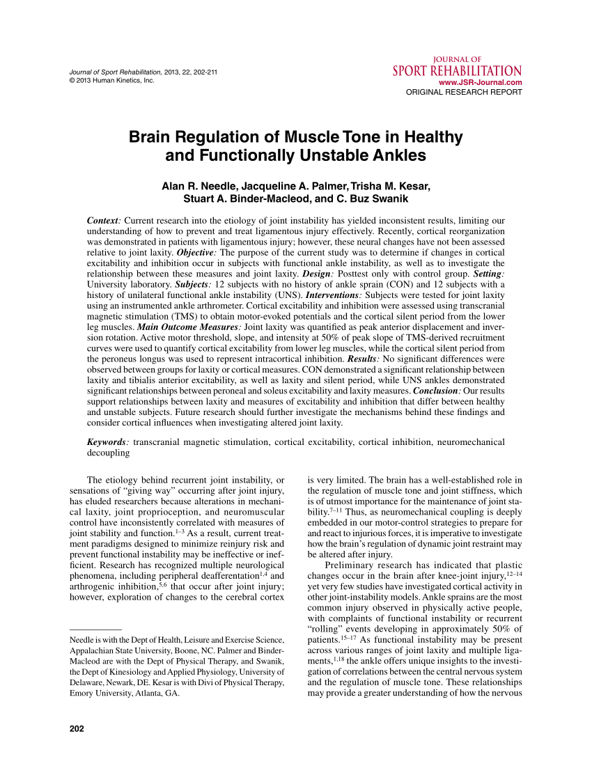(PDF) Brain Regulation of Muscle Tone in Healthy and Functionally