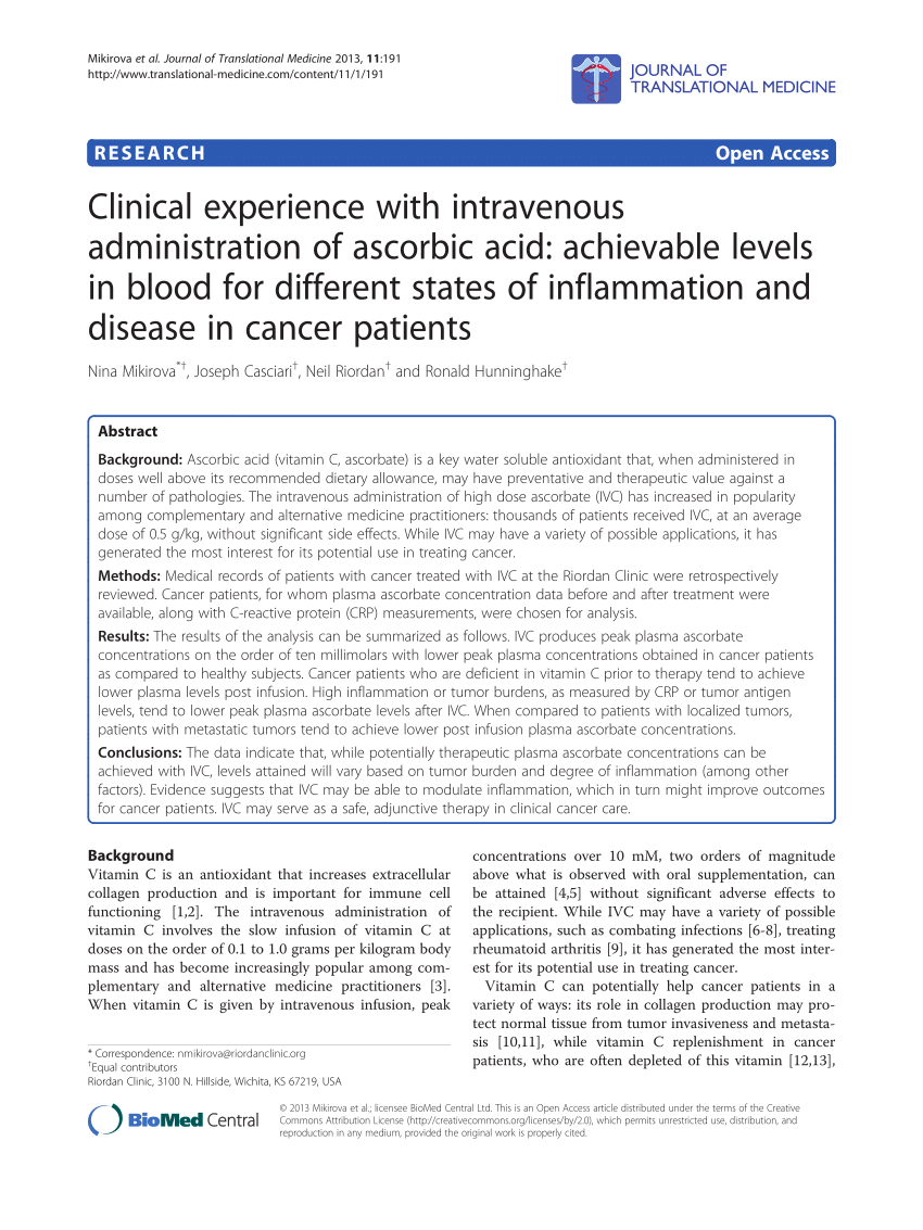 PDF) Clinical experience with intravenous administration of 