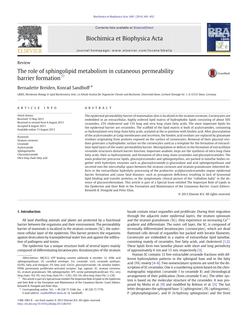 PDF) Breiden B, Sandhoff KThe role of sphingolipid metabolism in