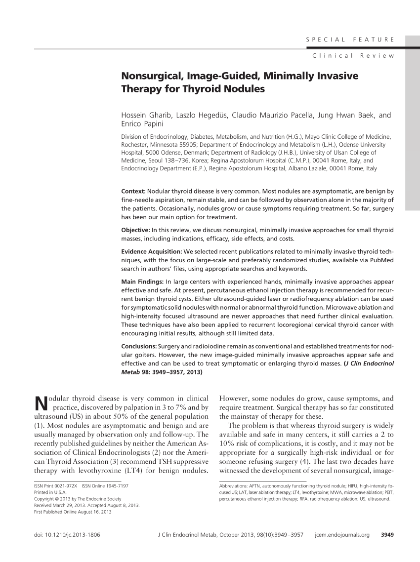 Pdf Nonsurgical Image Guided Minimally Invasive Therapy For Thyroid