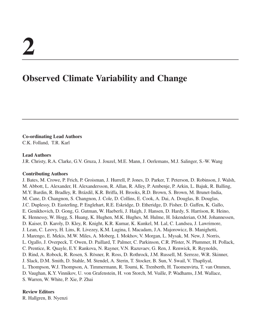Pdf Observed Climate Variability And Change