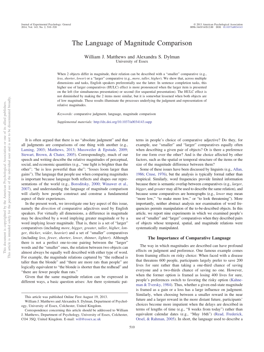 PDF) The Language of Magnitude Comparison