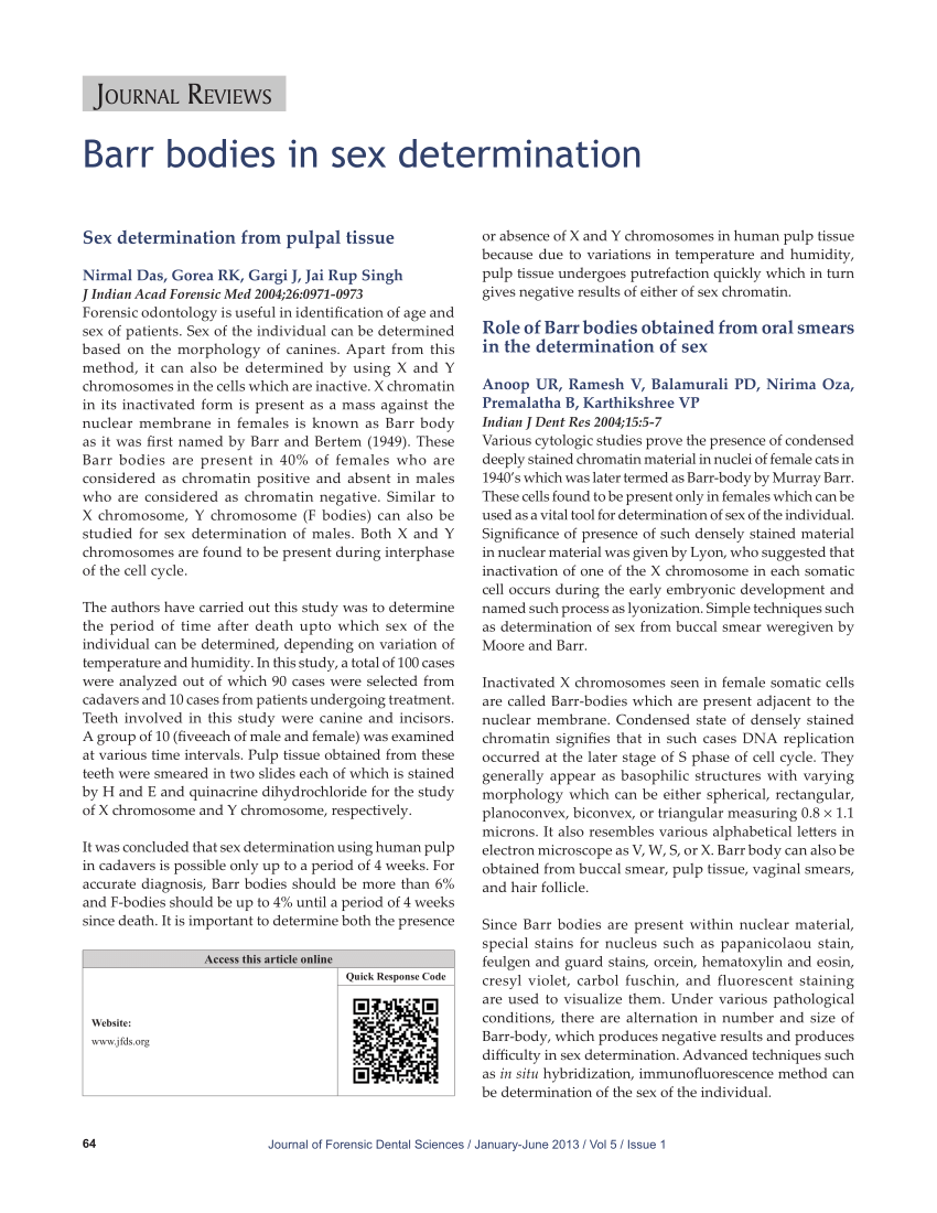 PDF) Barr bodies in sex determination