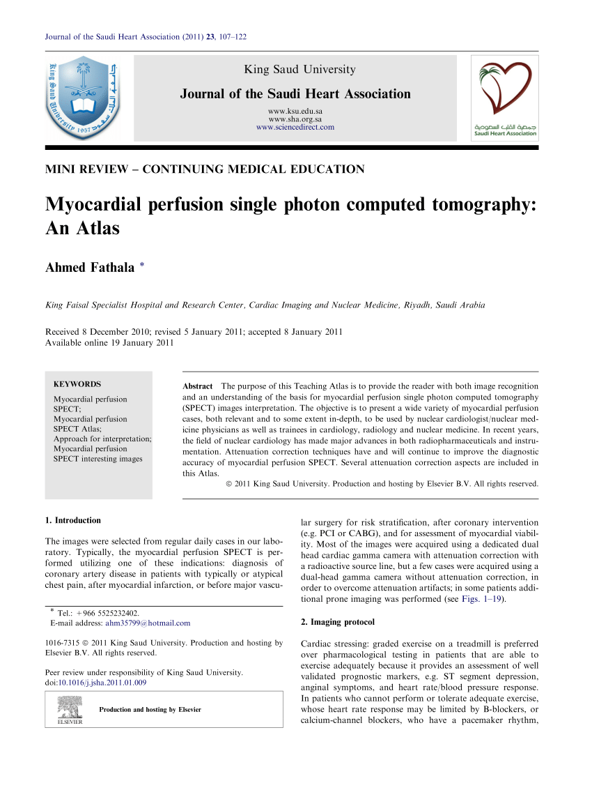 PDF) Myocardial perfusion single photon computed tomography: An Atlas