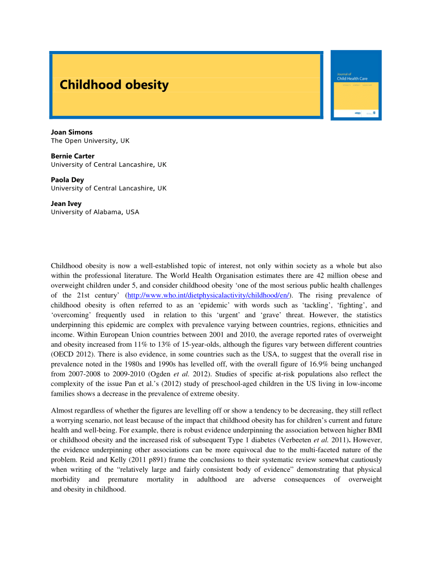 literature review on obesity in childhood