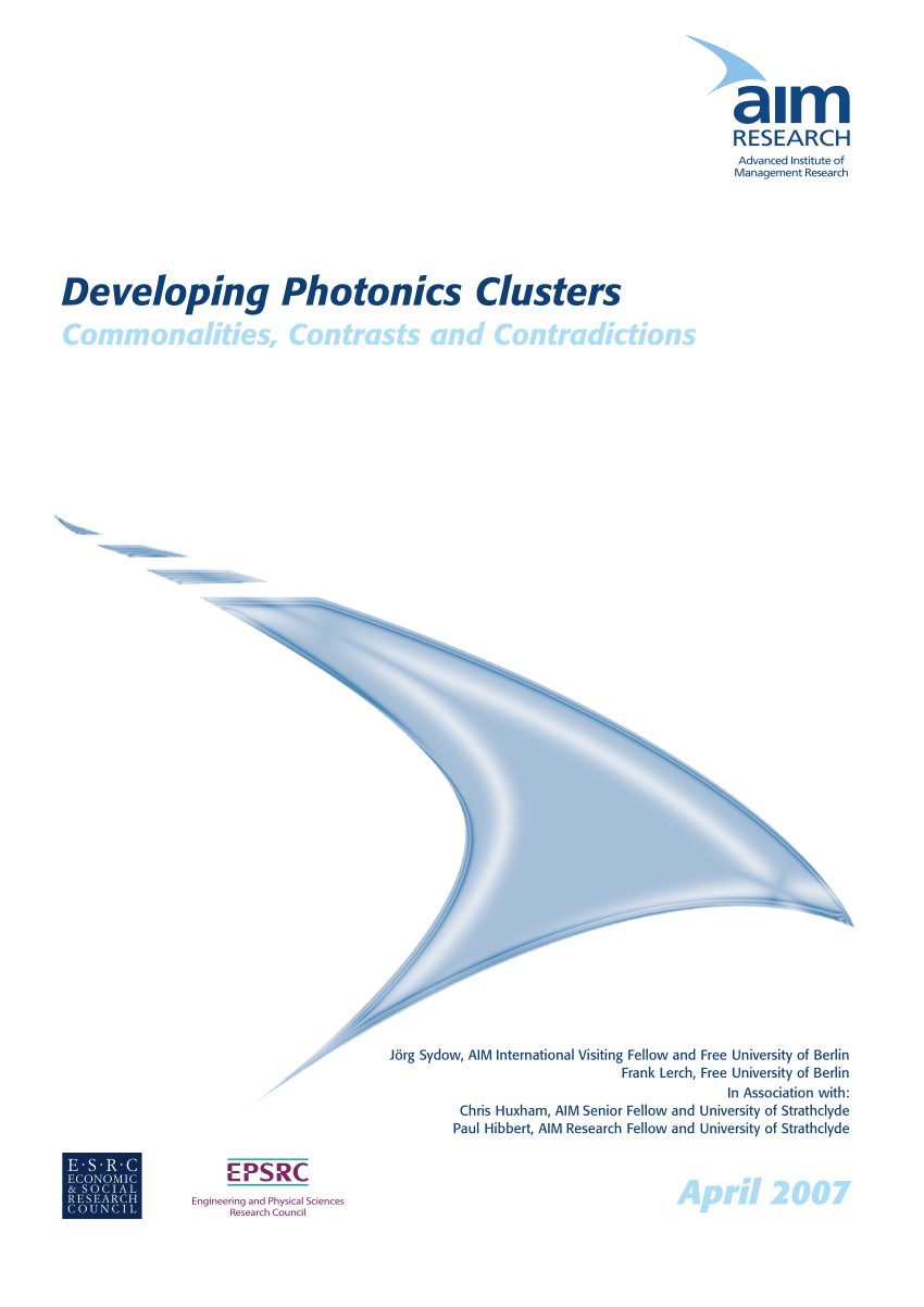 PDF) Developing Photonics Clusters - Commonalilties, Contrasts and