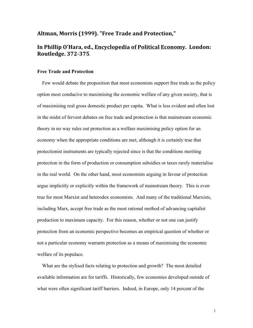 research paper about free trade and protectionism