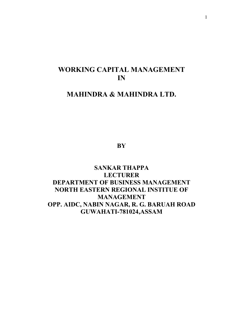 working capital management thesis