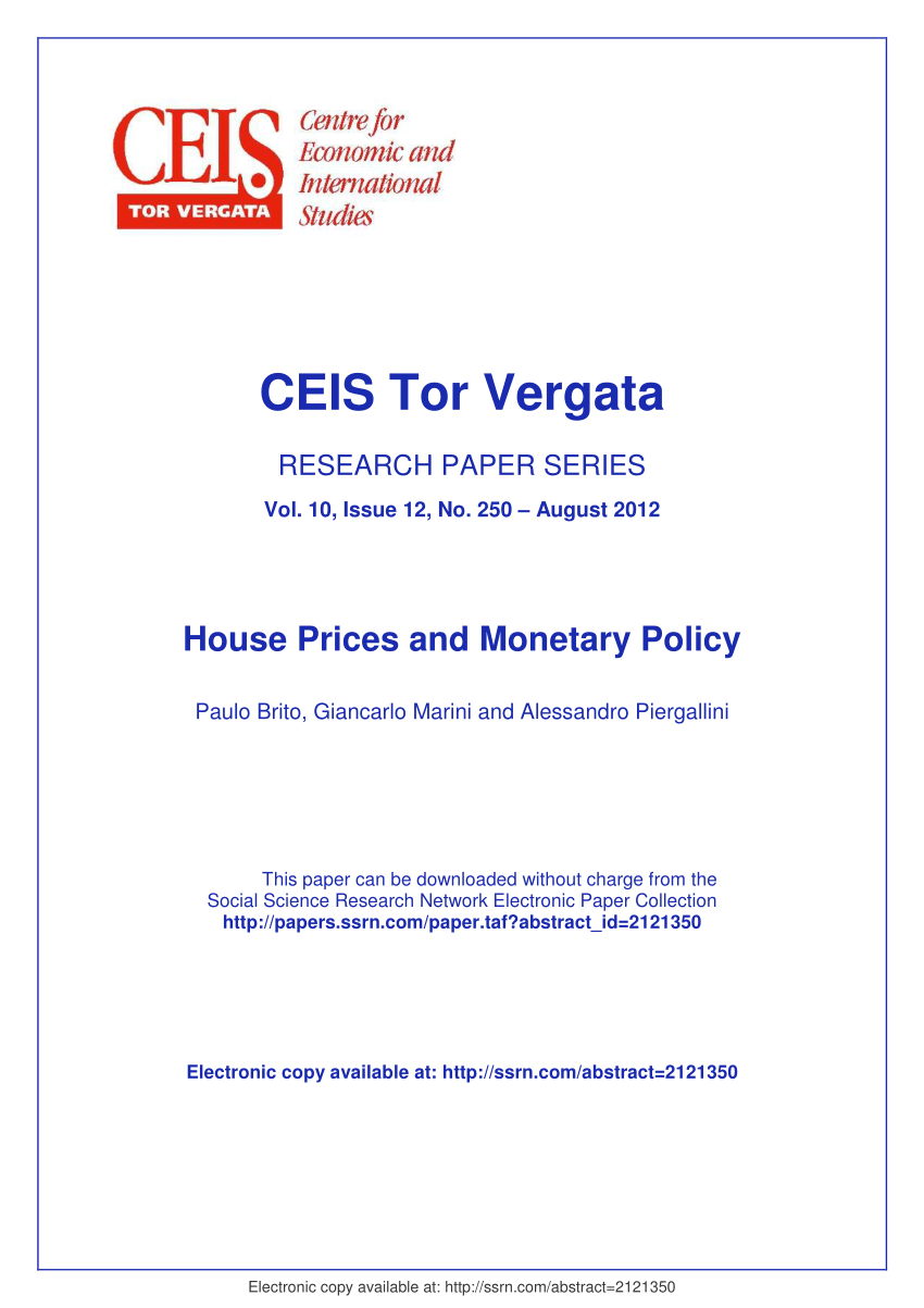 Pdf House Prices And Monetary Policy