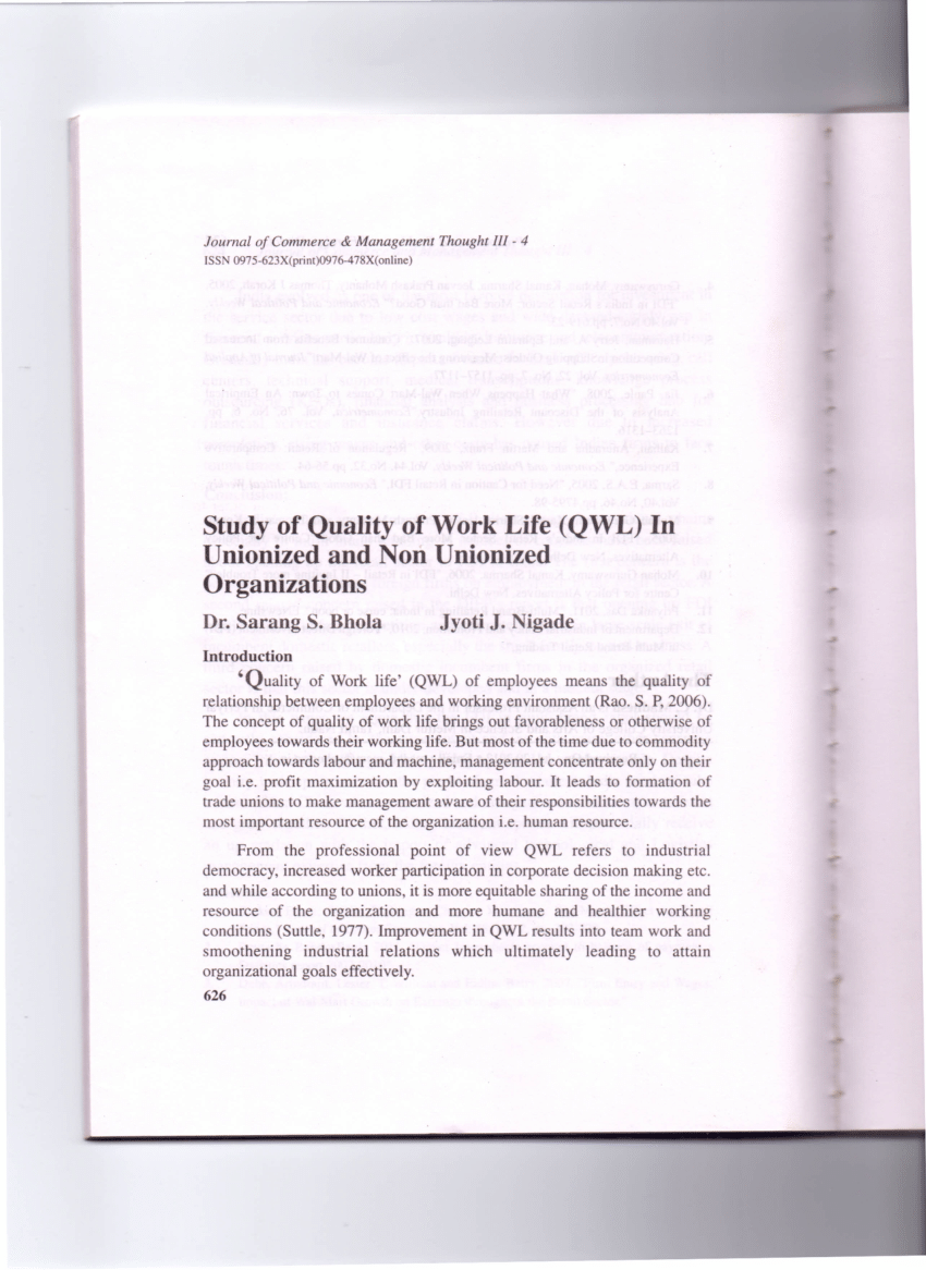 quality of work life thesis pdf