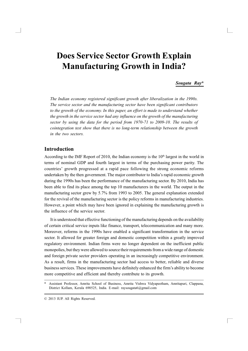 research paper on service industry in india