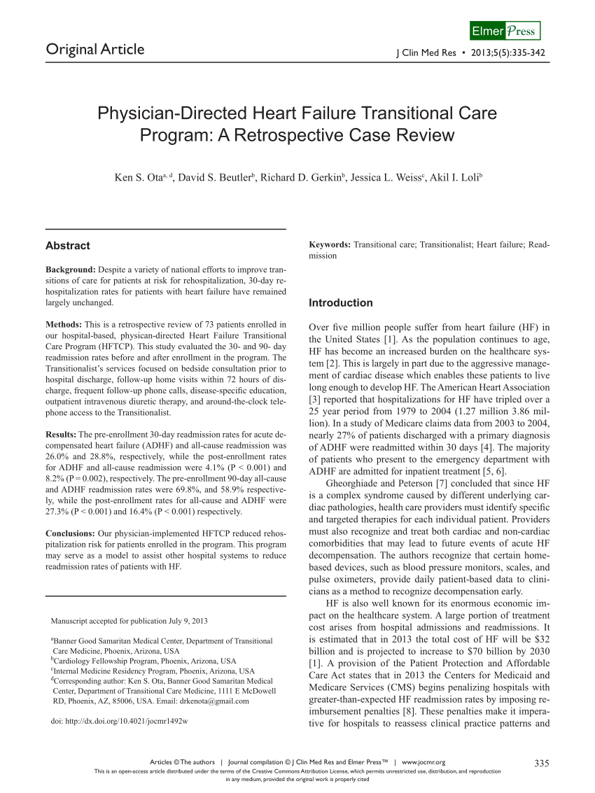 (PDF) Physician-Directed Heart Failure Transitional Care Program: A ...