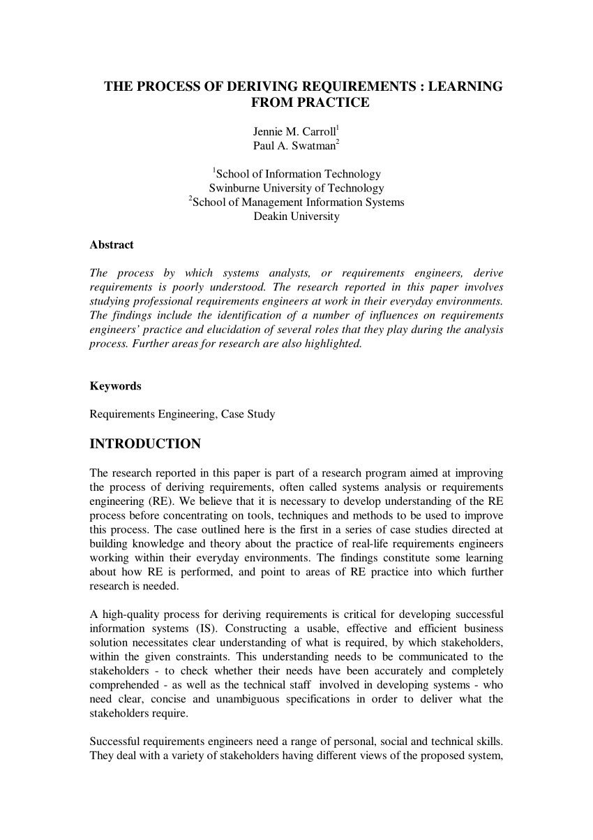 Deriving Requirements from the Process Model - dheka