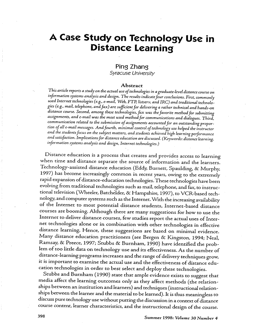 case study in distance learning