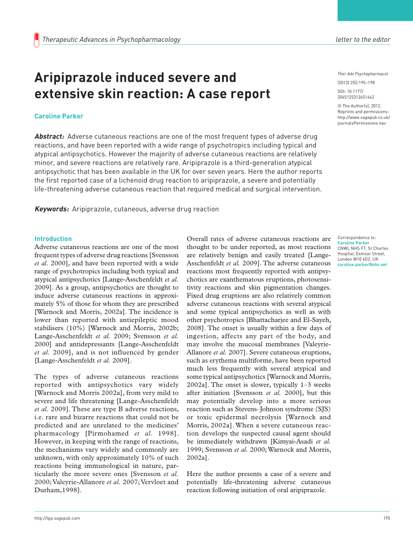 aripiprazole induced rosacea. case report and literature review