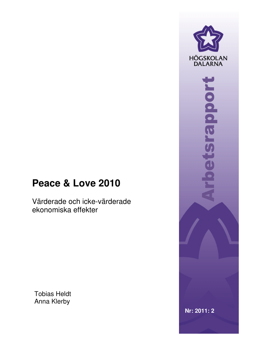 PDF) Peace u0026 Love 2010: Värderade och icke-värderade ekonomiska 