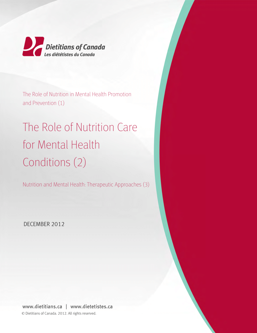 Pdf The Role Of Nutrition Care For Mental Health Conditions